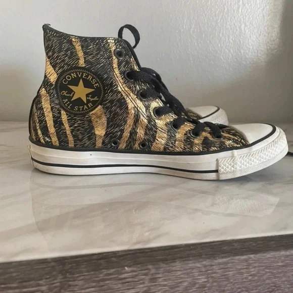 Converse Black and Gold High-Top Sneakers - Picture 1 of 5